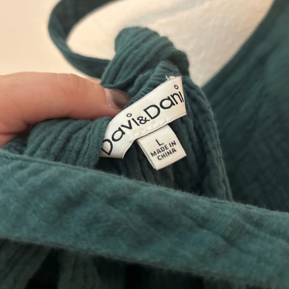 VICI DOLLS Davi and Dani Green tie peplum sleeveless smocked summer tank - Picture 5 of 5